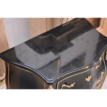 Królewska Czarna Komoda - Vintage Szafa - Złote Okucia Glamour