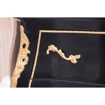 Królewska Czarna Komoda - Vintage Szafa - Złote Okucia Glamour