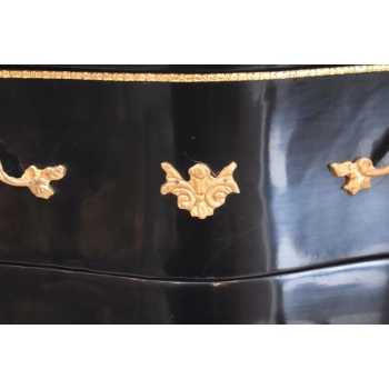 Królewska Czarna Komoda - Vintage Szafa - Złote Okucia Glamour