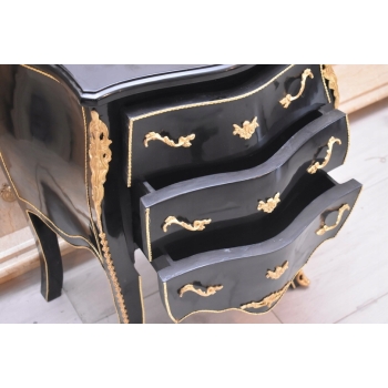 Królewska Czarna Komoda - Vintage Szafa - Złote Okucia Glamour