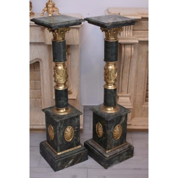 Postumenty Marmurowe - Kolumny z Amforami - Pilary - Marmur + Mosiądz