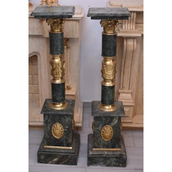 Postumenty Marmurowe - Kolumny z Amforami - Pilary - Marmur + Mosiądz