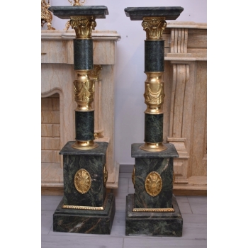 Postumenty Marmurowe - Kolumny z Amforami - Pilary - Marmur + Mosiądz