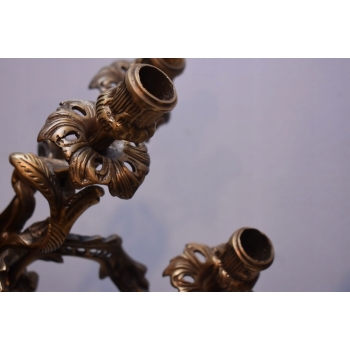 Zegar Kominkowy + 2 Kandelabry Świeczniki - Mosiądz + Marmur - Zestaw