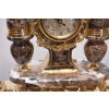 Zegar Kominkowy + 2 Kandelabry Świeczniki - Mosiądz + Marmur - Zestaw