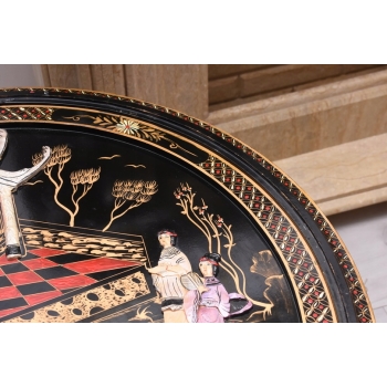 Chiński Stół z kompletem małych stolików - Orientalny Ręcznie Malowany