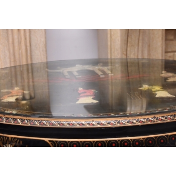 Chiński Stół z kompletem małych stolików - Orientalny Ręcznie Malowany