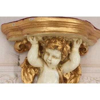 Komplet Aniołów Na Ścianę - Półka - Stabilna Konsolka Gazon - Anioły Białe