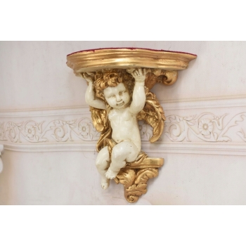 Komplet Aniołów Na Ścianę - Półka - Stabilna Konsolka Gazon - Anioły Białe