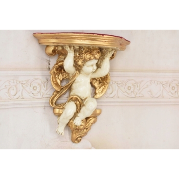 Komplet Aniołów Na Ścianę - Półka - Stabilna Konsolka Gazon - Anioły Białe