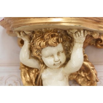 Komplet Aniołów Na Ścianę - Półka - Stabilna Konsolka Gazon - Anioły Białe