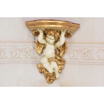 Komplet Aniołów Na Ścianę - Półka - Stabilna Konsolka Gazon - Anioły Białe