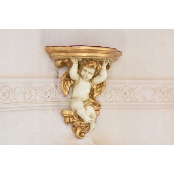 Komplet Aniołów Na Ścianę - Półka - Stabilna Konsolka Gazon - Anioły Białe