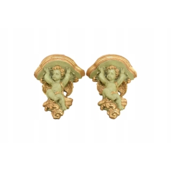 Komplet Aniołów Na Ścianę - Półka - Stabilna Konsolka Gazon - Anioły Zieleń