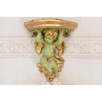 Komplet Aniołów Na Ścianę - Półka - Stabilna Konsolka Gazon - Anioły Zieleń