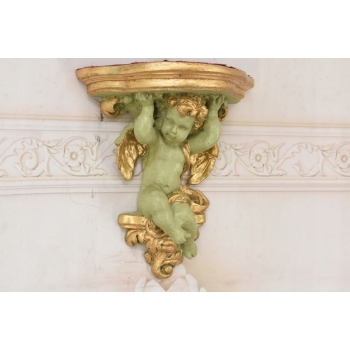 Komplet Aniołów Na Ścianę - Półka - Stabilna Konsolka Gazon - Anioły Zieleń