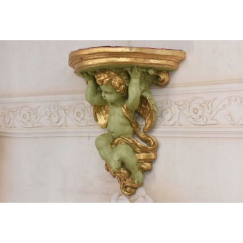 Komplet Aniołów Na Ścianę - Półka - Stabilna Konsolka Gazon - Anioły Zieleń