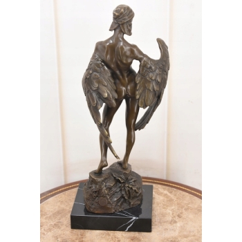 Ikar z Rozłożonymi Skrzydłami - Mityczna Ogromna Figura Rzeźba z Brązu 42cm