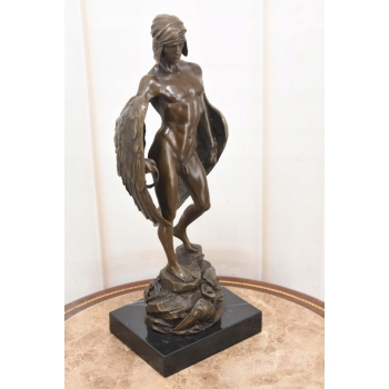 Ikar z Rozłożonymi Skrzydłami - Mityczna Ogromna Figura Rzeźba z Brązu 42cm