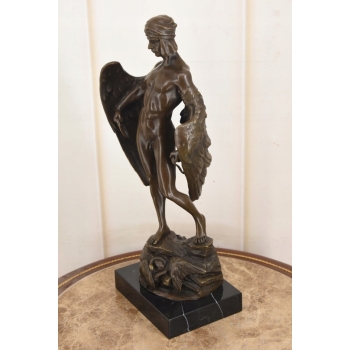 Ikar z Rozłożonymi Skrzydłami - Mityczna Ogromna Figura Rzeźba z Brązu 42cm