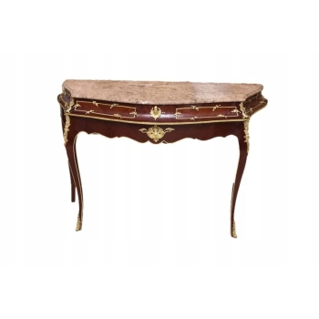 Konsola W Stylu Ludowika XV - Marmurowy Blat - Intarsjowana