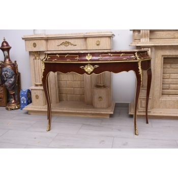 Konsola W Stylu Ludowika XV - Marmurowy Blat - Intarsjowana