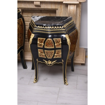 Komplet Boulle – komoda + 2 Szafki, Marmur