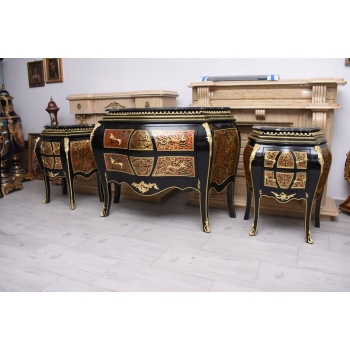 Komplet Boulle – komoda + 2 Szafki, Marmur