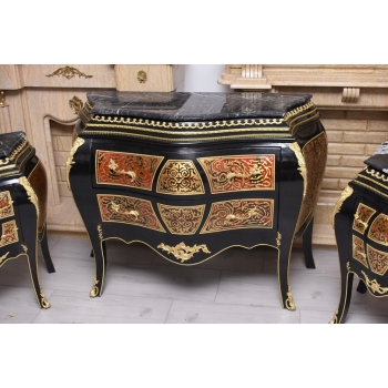 Komplet Boulle – komoda + 2 Szafki, Marmur