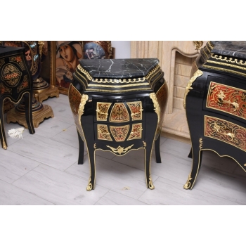 Komplet Boulle – komoda + 2 Szafki, Marmur