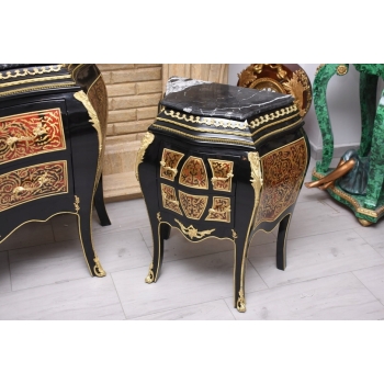 Komplet Boulle – komoda + 2 Szafki, Marmur