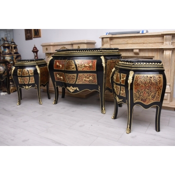 Komplet Boulle – komoda + 2 Szafki, Marmur