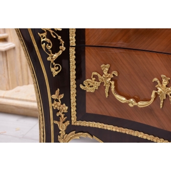 Barokowa Komoda W stylu Ludwika XV - Blat Marmur - Intarsjowana