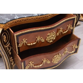 Barokowa Komoda W stylu Ludwika XV - Blat Marmur - Intarsjowana