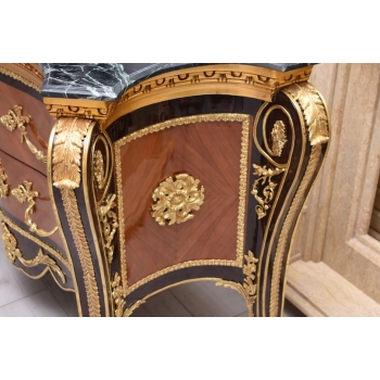 Barokowa Komoda W stylu Ludwika XV - Blat Marmur - Intarsjowana