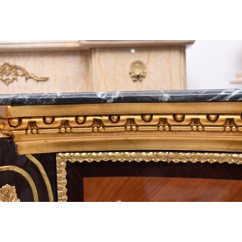 Barokowa Komoda W stylu Ludwika XV - Blat Marmur - Intarsjowana
