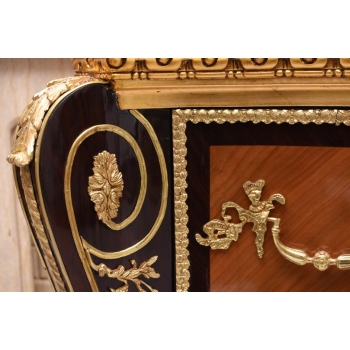 Barokowa Komoda W stylu Ludwika XV - Blat Marmur - Intarsjowana