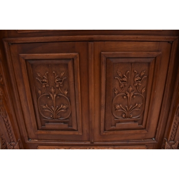 Drewniana Komoda - Rzeźbiona, w Stylu Henryka II + Blat Marmur