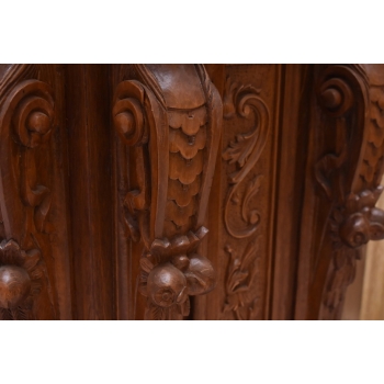 Drewniana Komoda - Rzeźbiona, w Stylu Henryka II + Blat Marmur