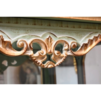 Ekskluzywna Witryna W Stylu Ludwika XV - Zielona + Złote Okucia - Unikat