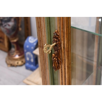 Ekskluzywna Witryna W Stylu Ludwika XV - Zielona + Złote Okucia - Unikat