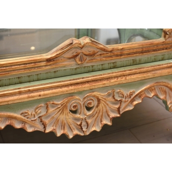 Ekskluzywna Witryna W Stylu Ludwika XV - Zielona + Złote Okucia - Unikat