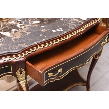 Konsola W Stylu Ludowika XV - Marmurowy Blat - Intarsjowana