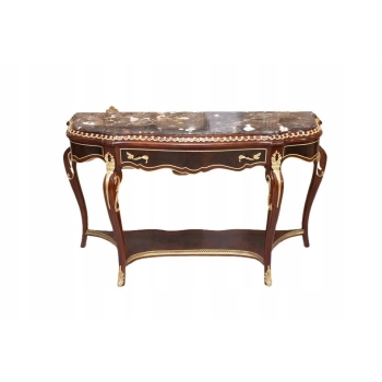 Konsola W Stylu Ludowika XV - Marmurowy Blat - Intarsjowana