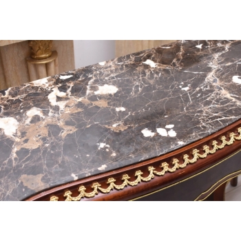 Konsola W Stylu Ludowika XV - Marmurowy Blat - Intarsjowana