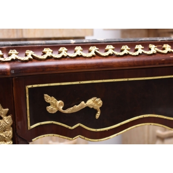 Konsola W Stylu Ludowika XV - Marmurowy Blat - Intarsjowana