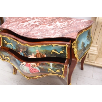 Komoda w stylu Ludwika XV + Blat Marmur – Intarsja - Obraz Arystokracji