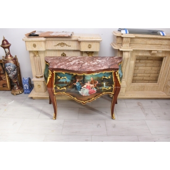Komoda w stylu Ludwika XV + Blat Marmur – Intarsja - Obraz Arystokracji