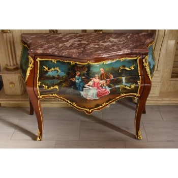 Komoda w stylu Ludwika XV + Blat Marmur – Intarsja - Obraz Arystokracji