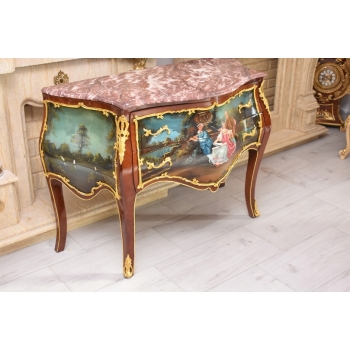 Komoda w stylu Ludwika XV + Blat Marmur – Intarsja - Obraz Arystokracji